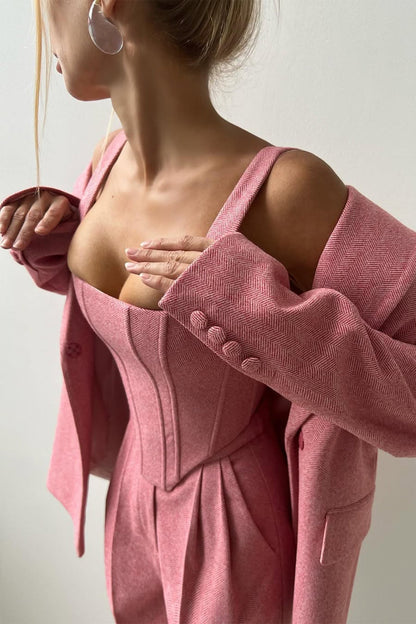 DOLCE | Conjunto de três peças com americana cruzada