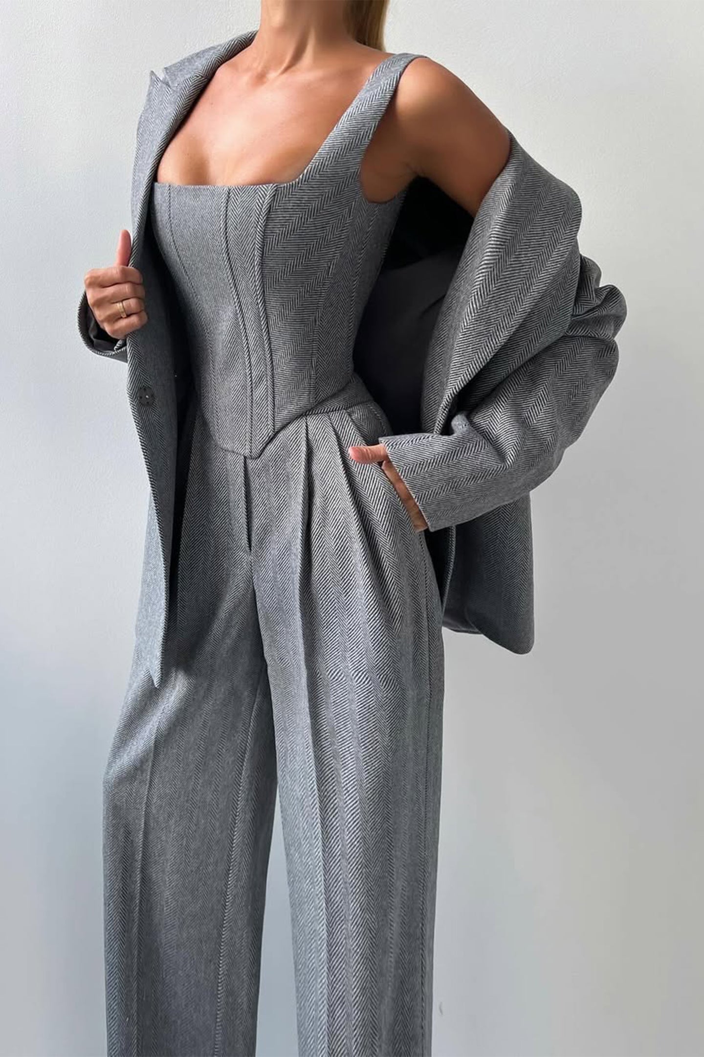 DOLCE | Conjunto de três peças com americana cruzada