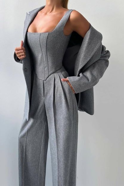 DOLCE | Conjunto de três peças com americana cruzada