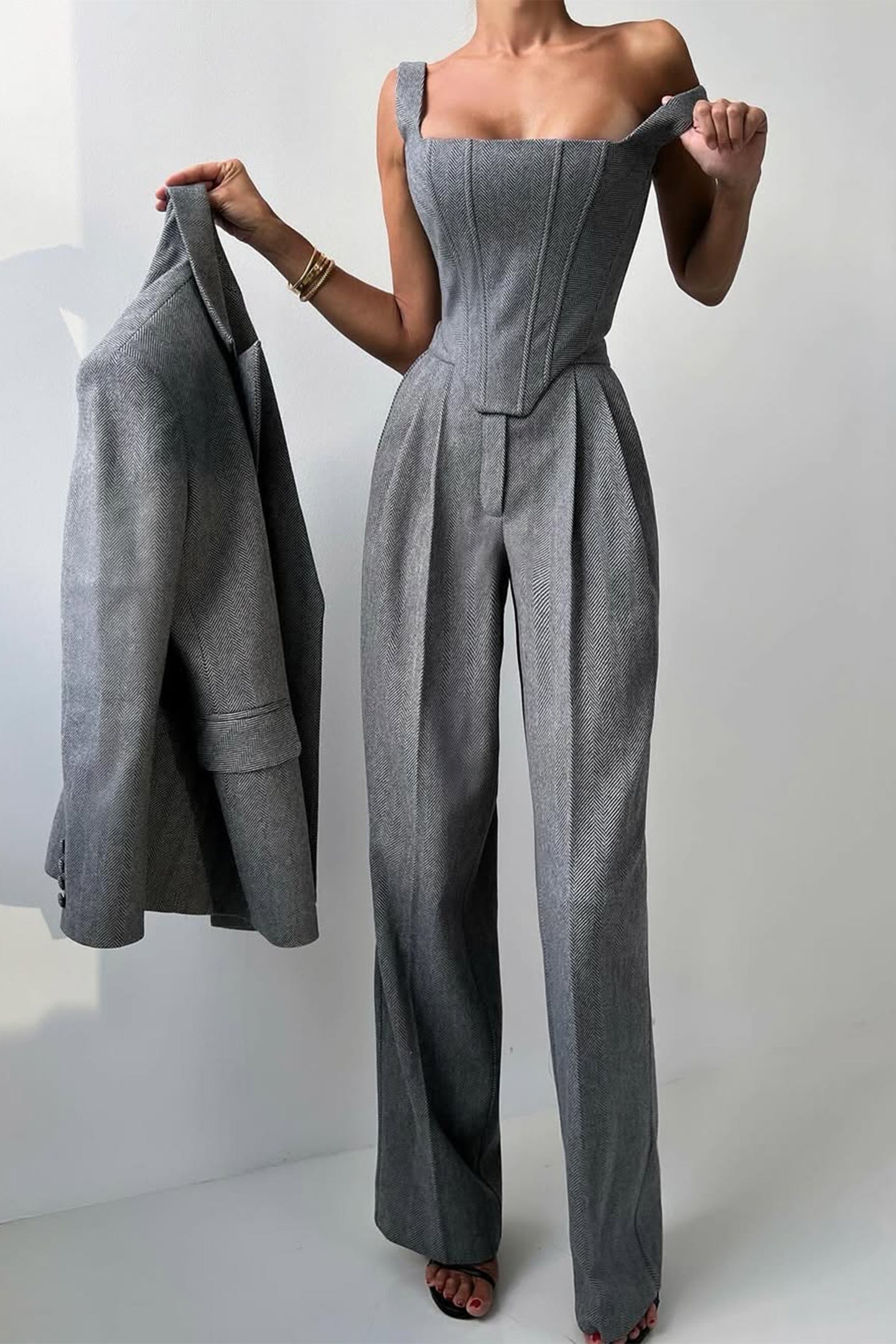 DOLCE | Conjunto de três peças com americana cruzada