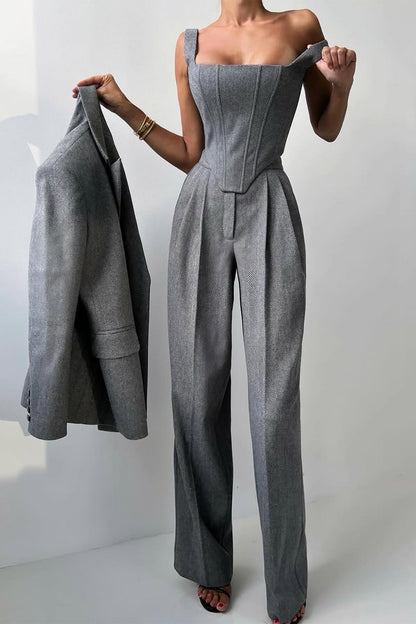 DOLCE | Conjunto de três peças com americana cruzada