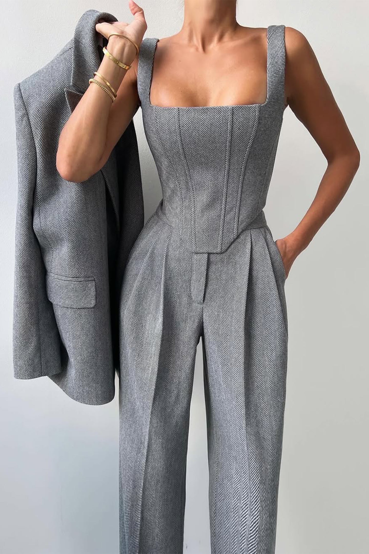 DOLCE | Conjunto de três peças com americana cruzada