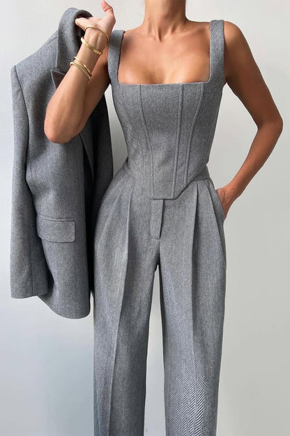 DOLCE | Conjunto de três peças com americana cruzada