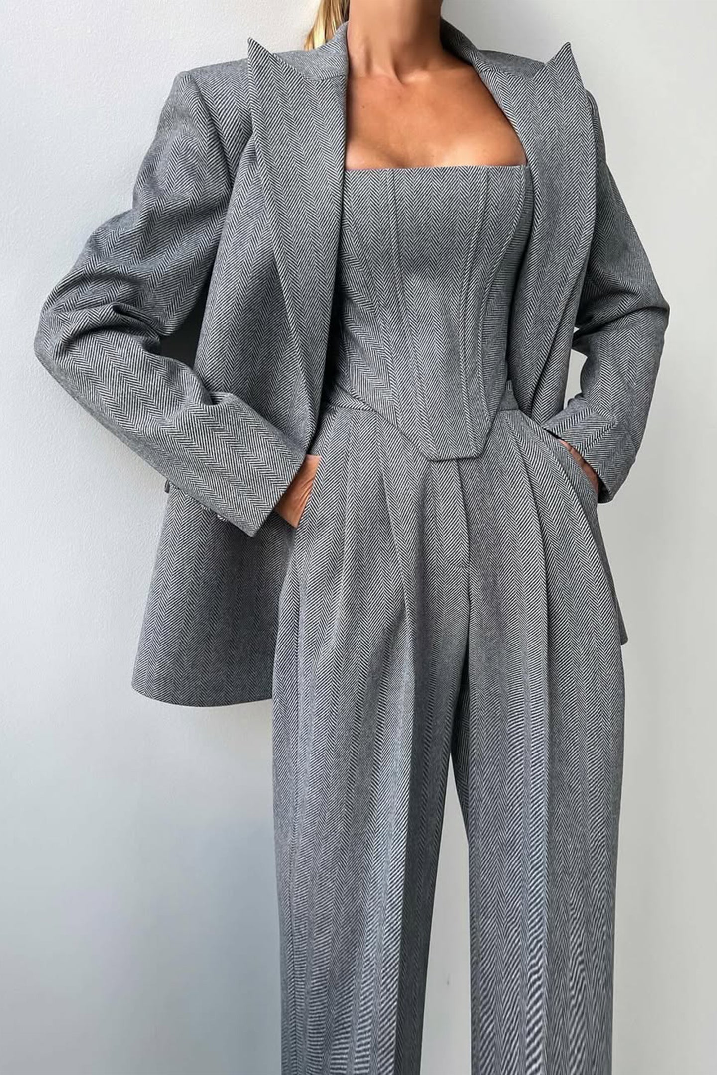 DOLCE | Conjunto de três peças com americana cruzada