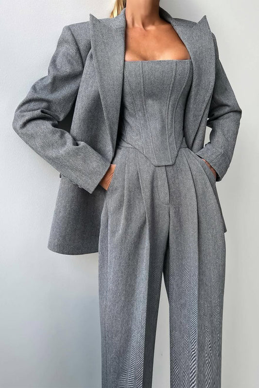 DOLCE | Conjunto de três peças com americana cruzada