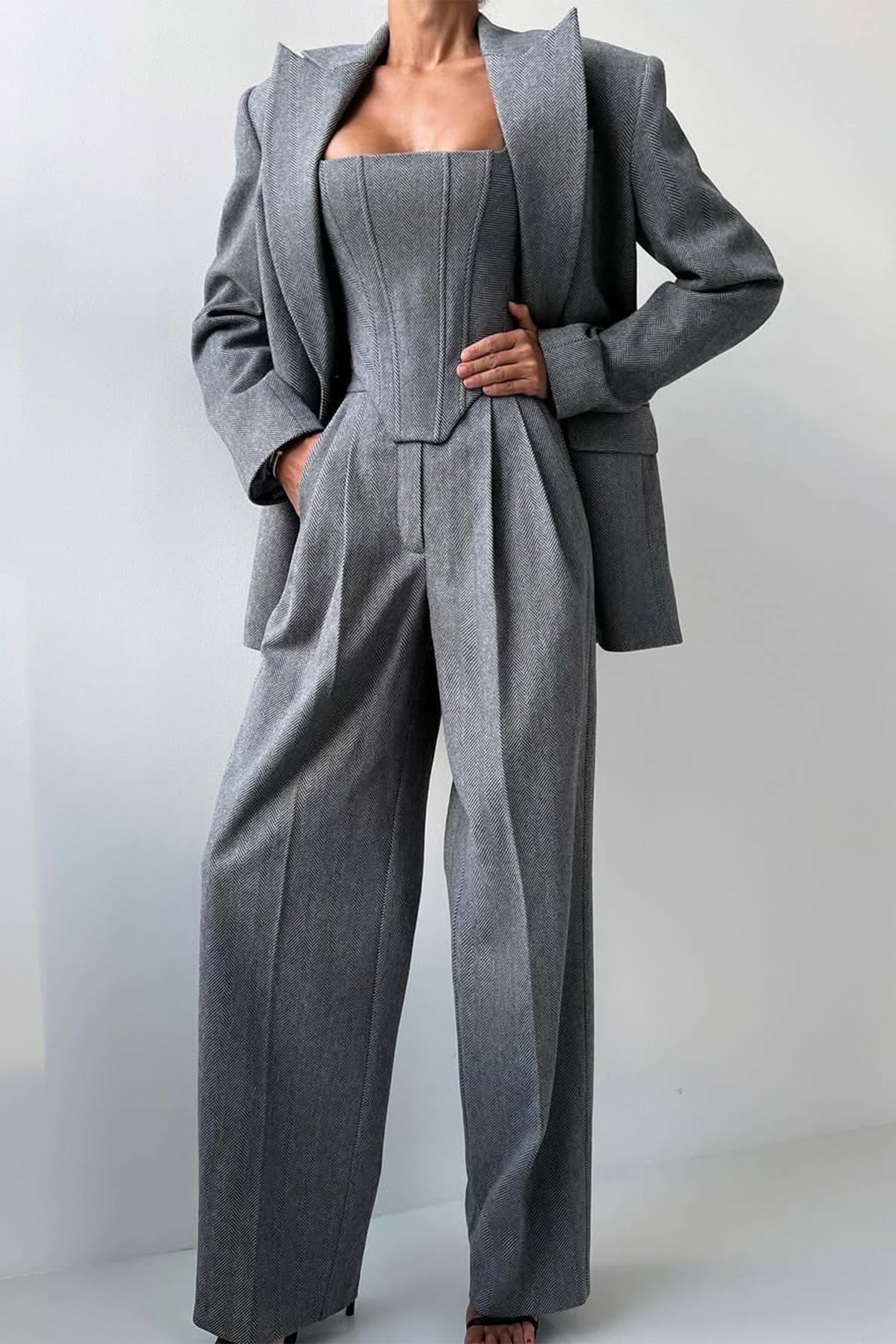 DOLCE | Conjunto de três peças com americana cruzada