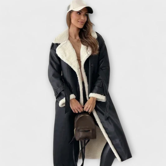 Maria – Casaco largo clássico com forro polar e gola de teddy