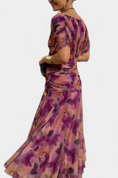 Alondra - Vestido longo Alondra com estampa floral e decote em V
