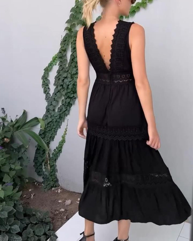 Charlotte - Vestido de renda artesanal com decote em V