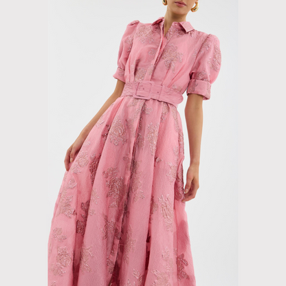 Beatrice™ | Vestido rosa com mangas bufantes