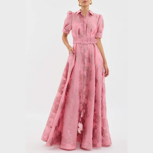 Beatrice™ | Vestido rosa com mangas bufantes