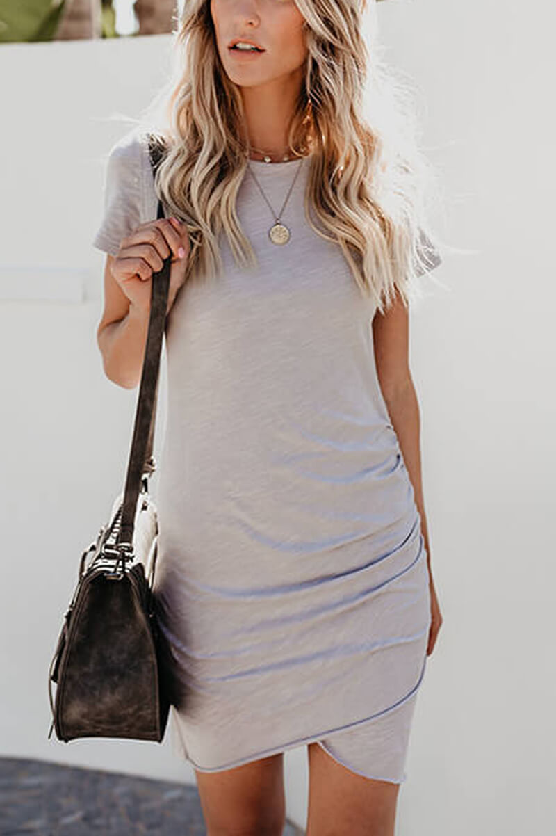 Vestido Bodycon Franzido Manga Curta Malha