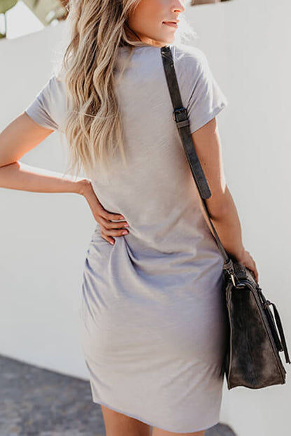 Vestido Bodycon Franzido Manga Curta Malha