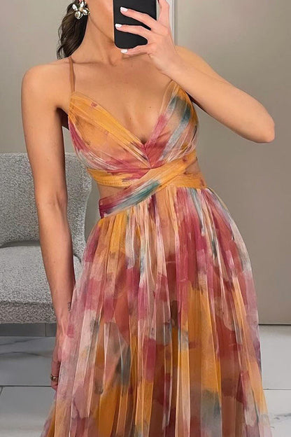 Giselle - Vestido longo com estampa floral encantadora