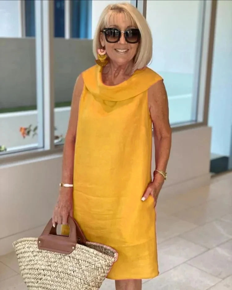 Perla – Vestido tubinho sem mangas com gola redonda