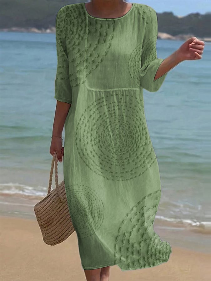Carla - Vestido casual com gola redonda e mangas médias e estampa floral