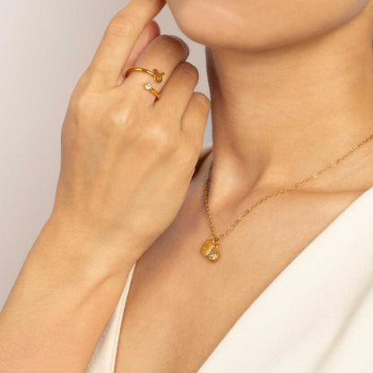 Conjunto Colar + Anel Cosmos + Frasco dos Sonhos 18K