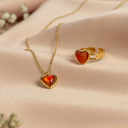 Colar Cornalina + Hoje Grátis Anel Cornalina 18K