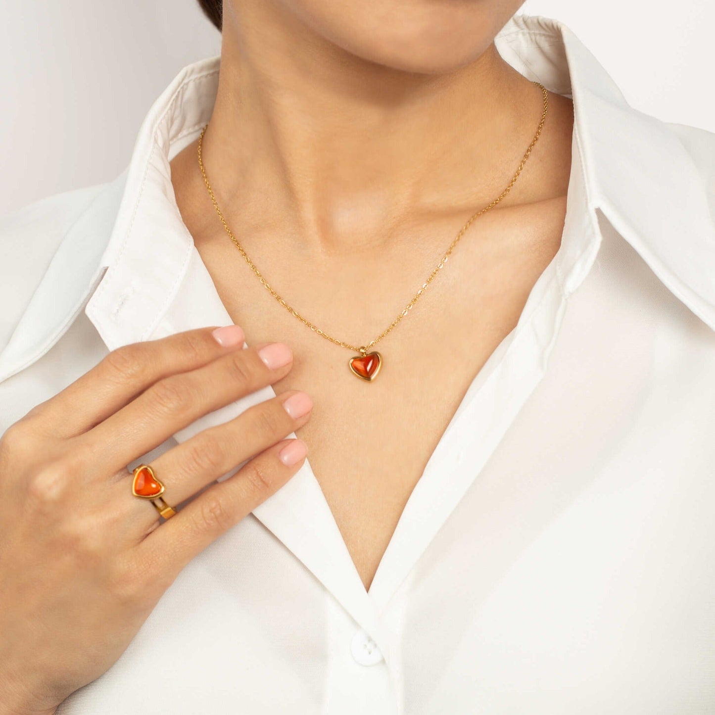 Colar Cornalina + Hoje Grátis Anel Cornalina 18K