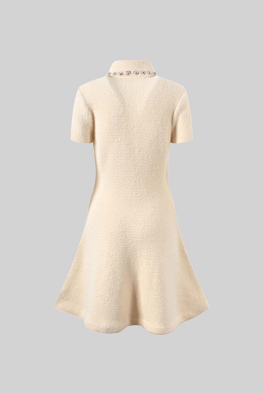 Vestido Elegante de Manga Curta - Ivoire