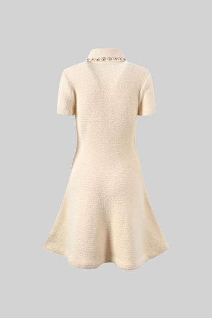 Vestido Elegante de Manga Curta - Ivoire