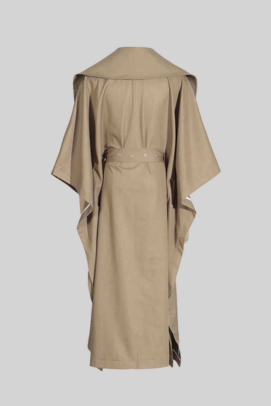 Trench Coat com Mangas em Forma de Capa - Caqui