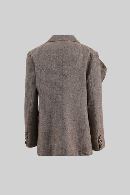 Conjunto de Flores em Dois Peças com Padrão Chevron - Castanho