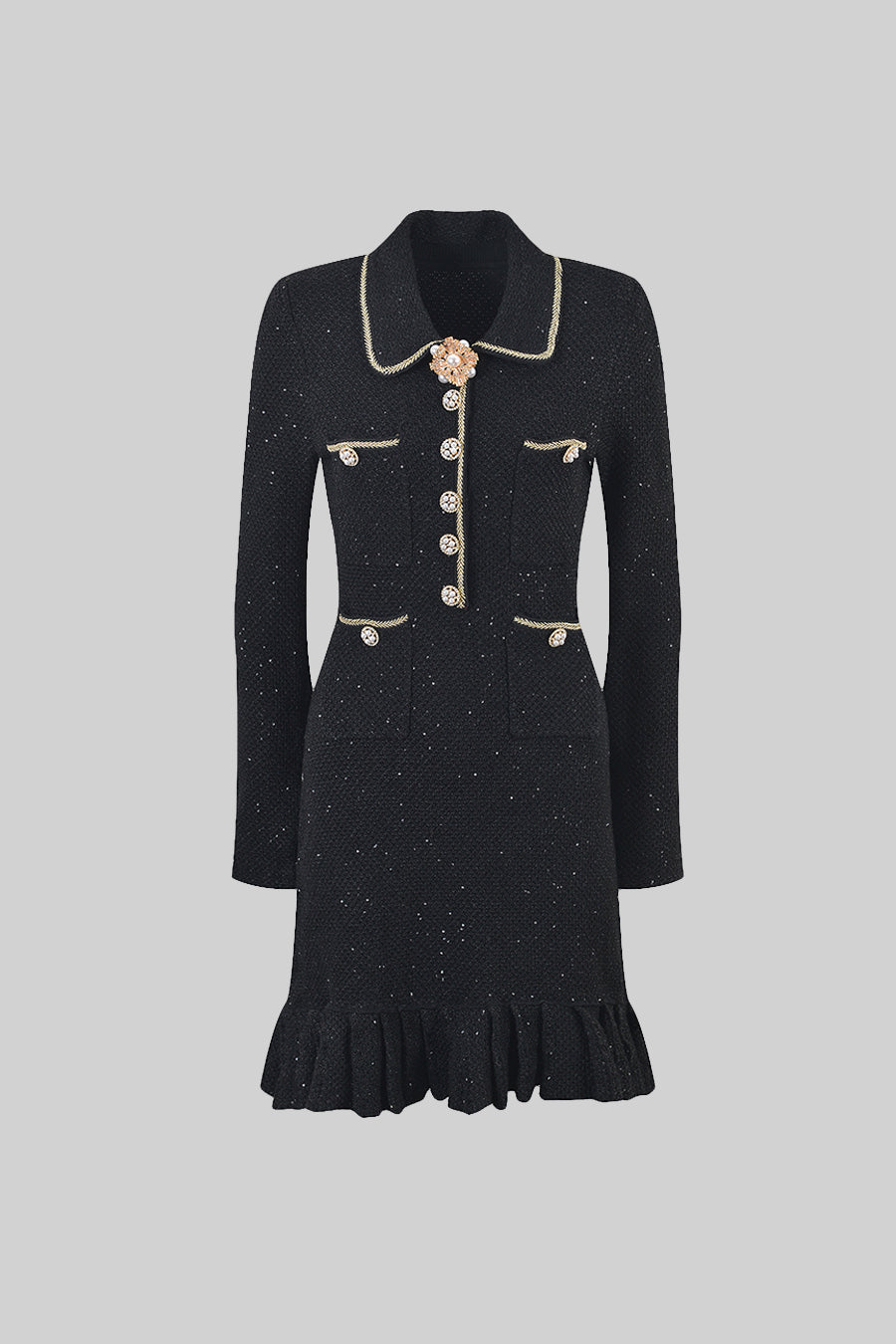 Vestido texturizado de malha - Preto