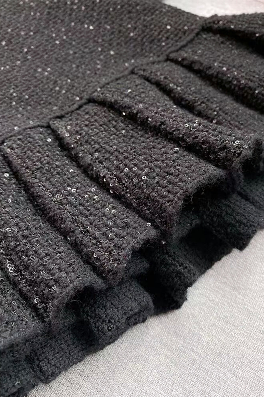 Vestido texturizado de malha - Preto
