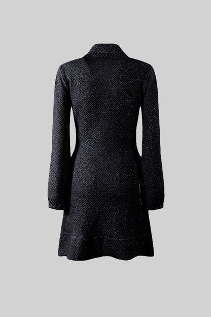 Vestido texturizado de malha - Preto
