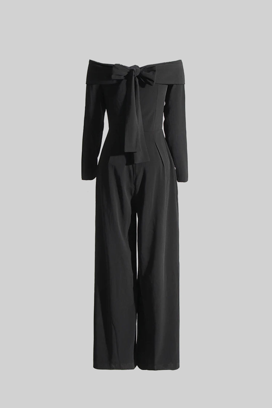 Macacão Off-The-Shoulder com Detalhe de Laço nas Costas - Preto