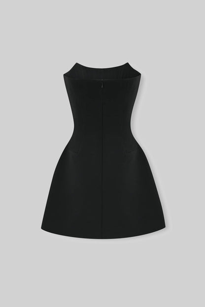 Vestido Mini Sem Mangas com Aplicações de Cristal - Preto