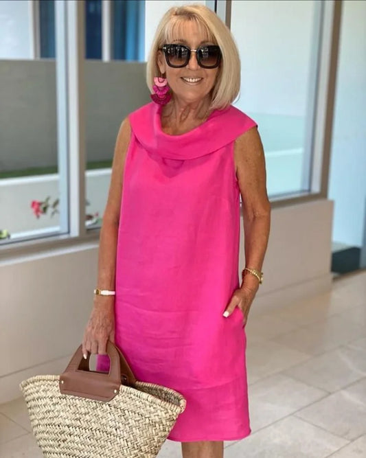 Perla – Vestido tubinho sem mangas com gola redonda