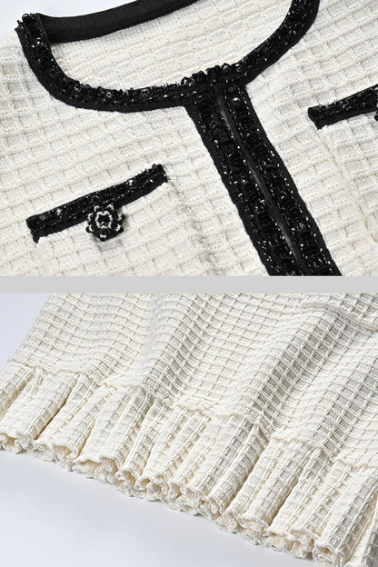 Conjunto de Tweed com Detalhes Pretos - Ivoire