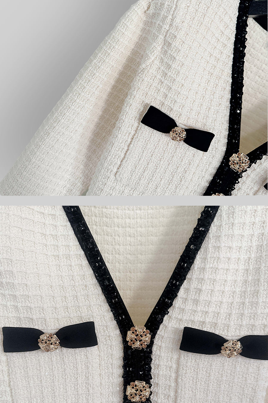 Vestido de Malha com Padrão Texturizado - Ivoire