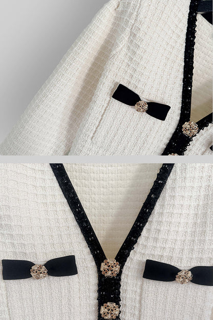 Vestido de Malha com Padrão Texturizado - Ivoire