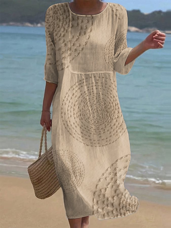 Carla - Vestido casual com gola redonda e mangas médias e estampa floral