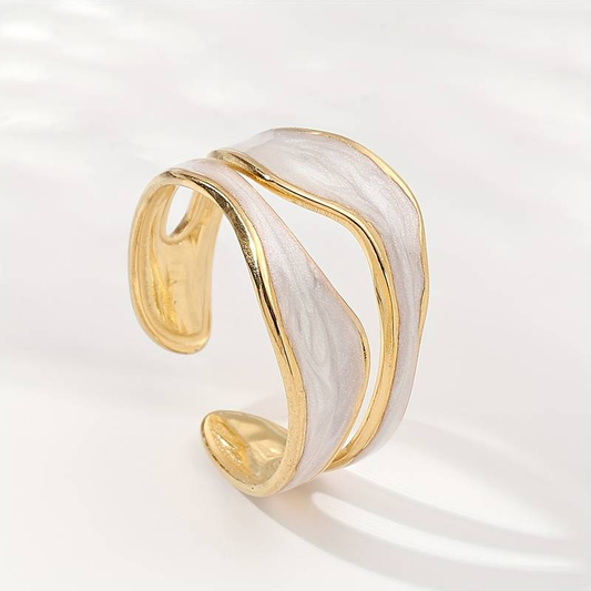 Anel de Ouro Branco Vintage