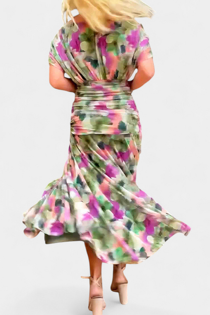 Alondra - Vestido longo Alondra com estampa floral e decote em V