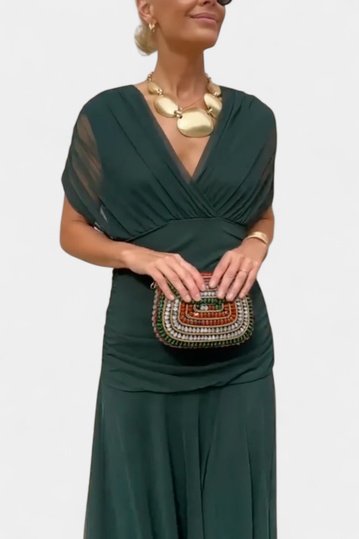 Alondra - Vestido longo Alondra com estampa floral e decote em V
