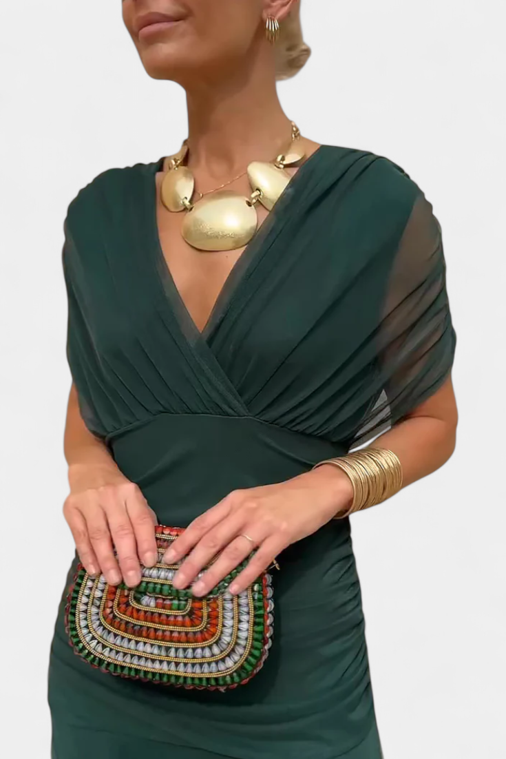 Alondra - Vestido longo Alondra com estampa floral e decote em V