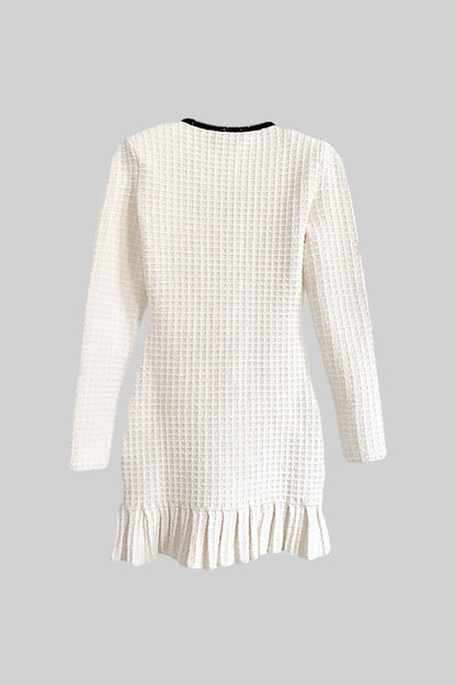 Vestido de Malha com Padrão Texturizado - Ivoire