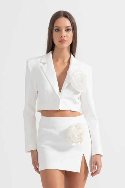 Conjunto de Acento Floral 3D em 2 Peças - Branco