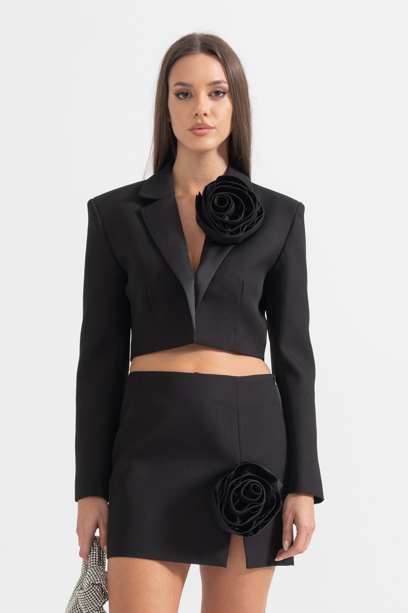 Conjunto de Acento Floral 3D em 2 Peças - Preto