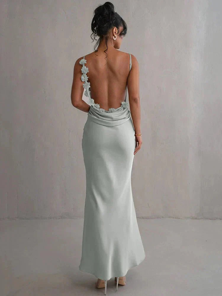 Nina™ | Vestido de festa luxuoso em seda com babados