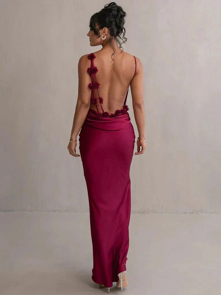 Nina™ | Vestido de festa luxuoso em seda com babados