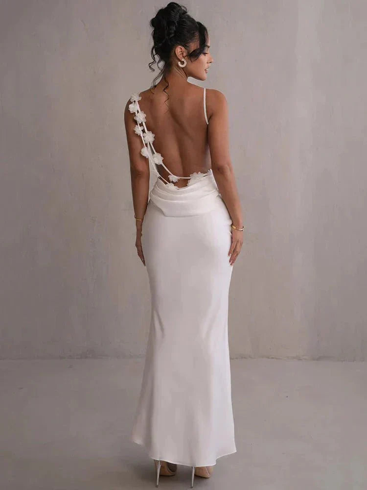 Nina™ | Vestido de festa luxuoso em seda com babados