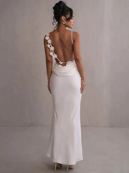 Nina™ | Vestido de festa luxuoso em seda com babados