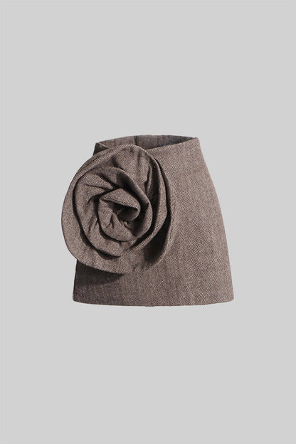 Conjunto de Flores em Dois Peças com Padrão Chevron - Castanho