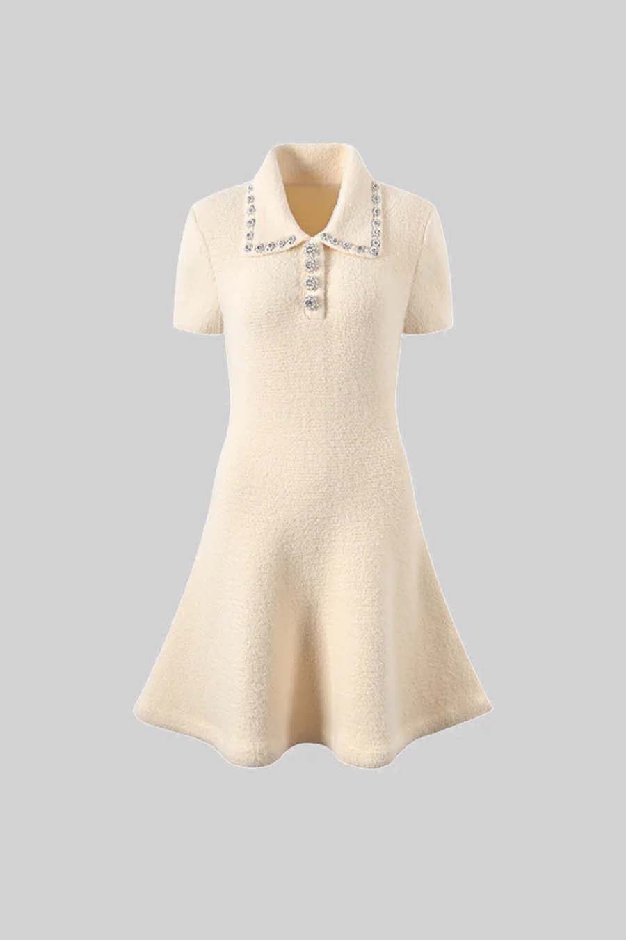 Vestido Elegante de Manga Curta - Ivoire